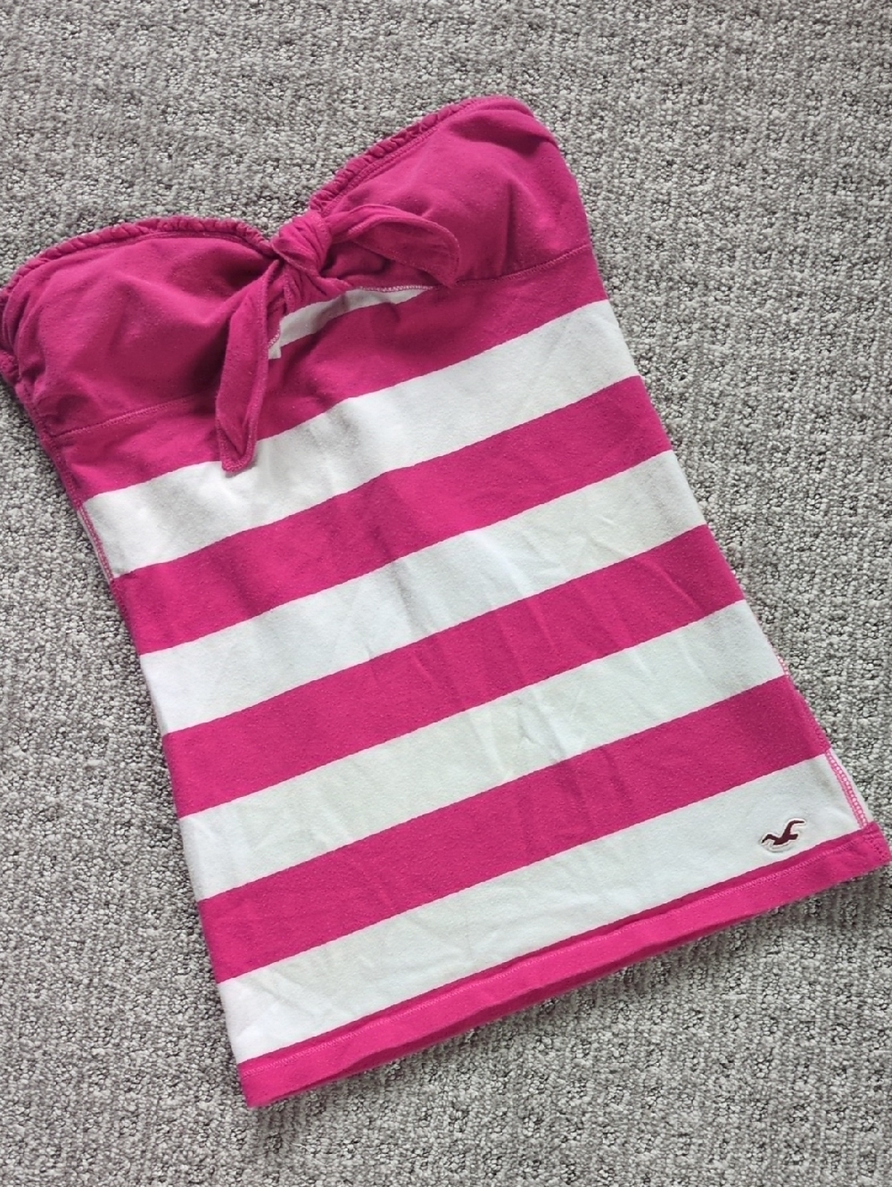 VTG Y2K Hollister Pink/White Striped Bb Doll Strapless Top w/Tie Detail, Sz S 💕